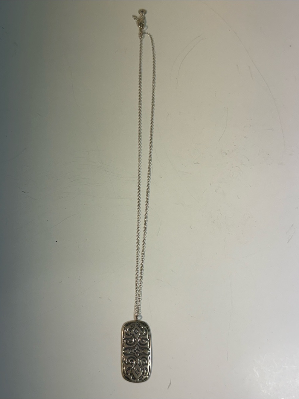 Silver-Tone Filigree Pendant Necklace - Silver